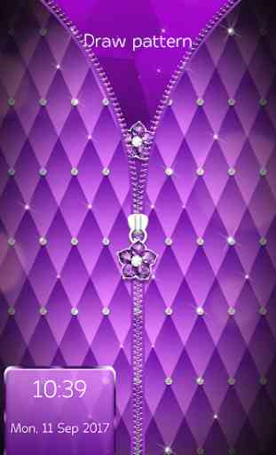 Purple Diamond Flower Zipper Lock Pattern 1