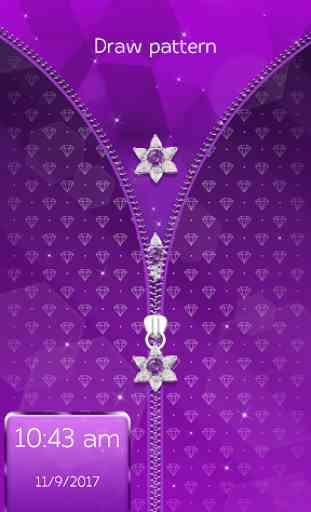 Purple Diamond Flower Zipper Lock Pattern 3