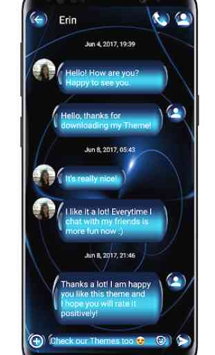 SMS Theme Sphere Blue - black chat text message 1
