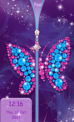 Diamond Butterfly Zipper Screen Lock 1