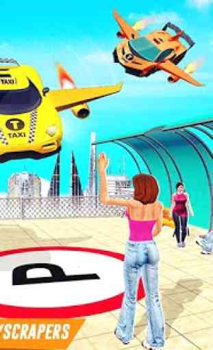 Flying Car Yellow Cab City Taxi Driving Games 1