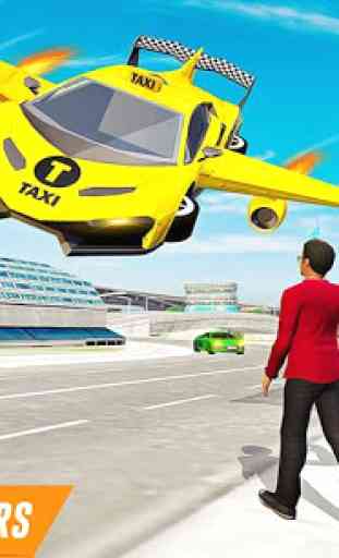 Flying Car Yellow Cab City Taxi Driving Games 2
