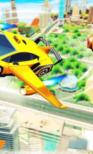 Flying Car Yellow Cab City Taxi Driving Games 3