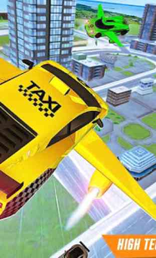 Flying Car Yellow Cab City Taxi Driving Games 4
