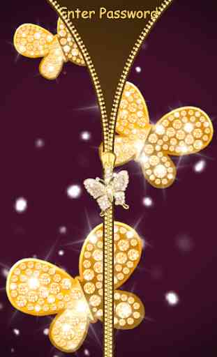 Gold Butterfly Diamond Zipper Lock 4