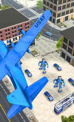 US Police Plane Robot Car Bike - Transporter Games 3