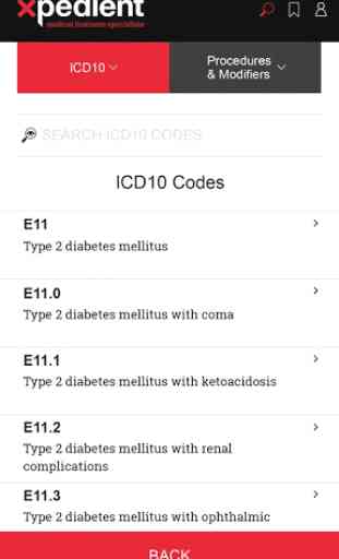 xpedient ICD10 code search 1