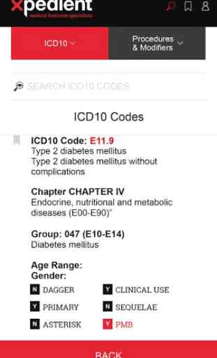 xpedient ICD10 code search 3