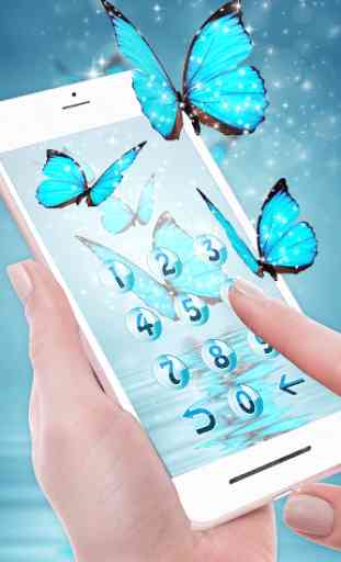 Butterfly Blue Gleam 3D Live Lock Screen Wallpaper 2
