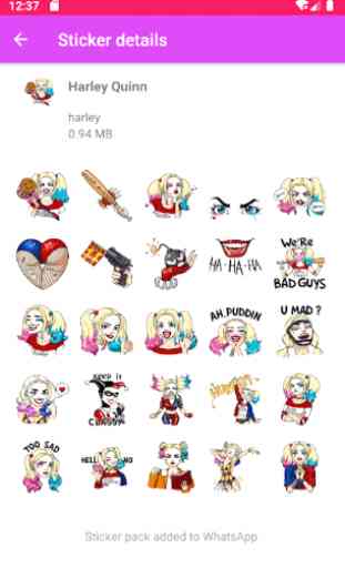 Harley Quinn stickers for Whatsapp 4