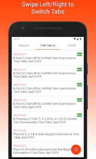 JNTUH Notifications, Results, Time Tables 3