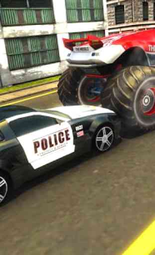 Police Chase Monster Car: City Cop Driver Escape 2