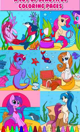 Pony Mermaid Games For Girls: My Little Coloring Book for Kids 2
