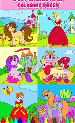 Pony Princess Coloring Book Kids Games for Little Preschool Toddler Girls 2