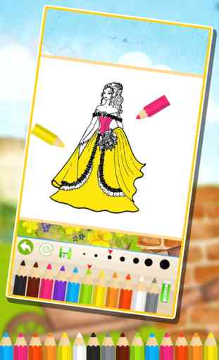 Princess Coloring Book - Printable Coloring Pages with Finger Painting 2