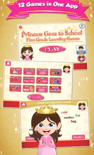 Princess Goes to School: First Grade Learning Games 1