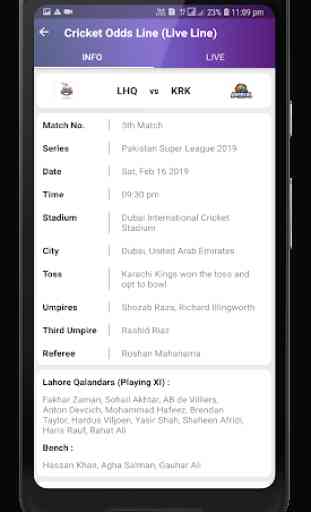 Cricket Odds Line (Live Line) 4