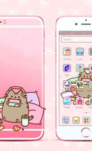 Cuteness Cartoon Pusheen Cat Launcher Theme  2