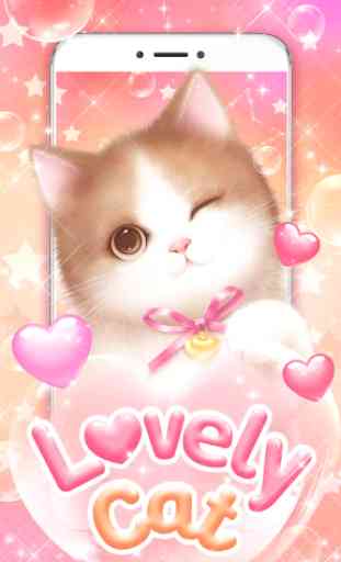 Lovely Pink Cat Live Wallpaper 1