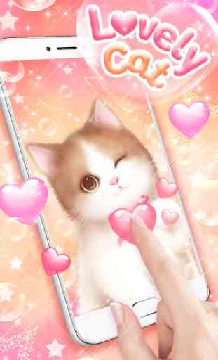 Lovely Pink Cat Live Wallpaper 2