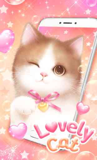 Lovely Pink Cat Live Wallpaper 3