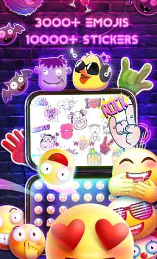 Neon Messenger for SMS - Emojis, original stickers 2
