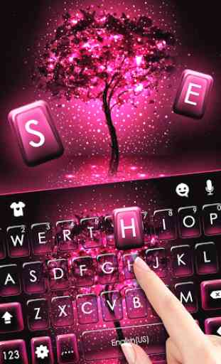 Neon Pink Galaxy Keyboard Theme 2
