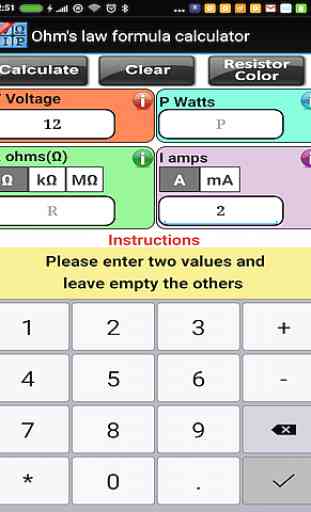 Ohm's law formula calculator 2