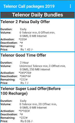 Telenor All Call Sms Internet Packeges 2019 3
