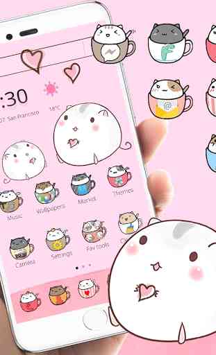 Cute Cup Cat Theme Kitty Wallpaper & icon pack 1