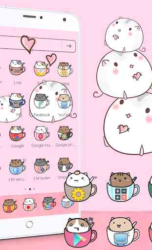 Cute Cup Cat Theme Kitty Wallpaper & icon pack 2