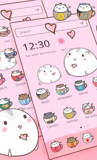 Cute Cup Cat Theme Kitty Wallpaper & icon pack 3