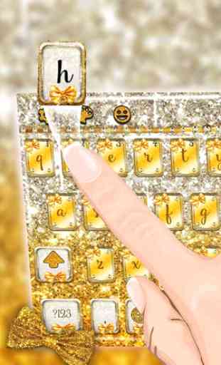 Gold glitter bowknot keyboard 1