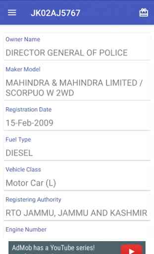 RTO Vehicle Registration Details - Vahan Info 3