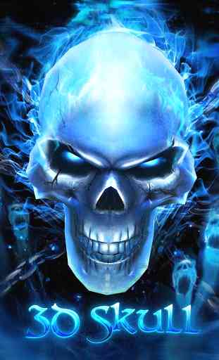 3D Blue Flaming Skull Theme Launcher 2