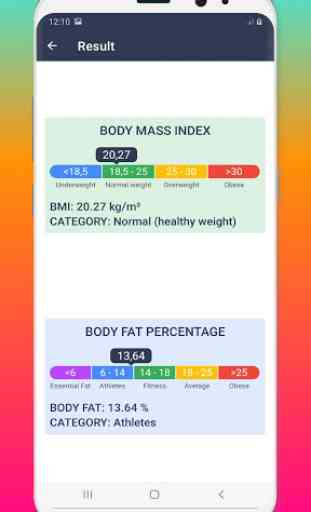 BMI calculator - body fat percentage 3