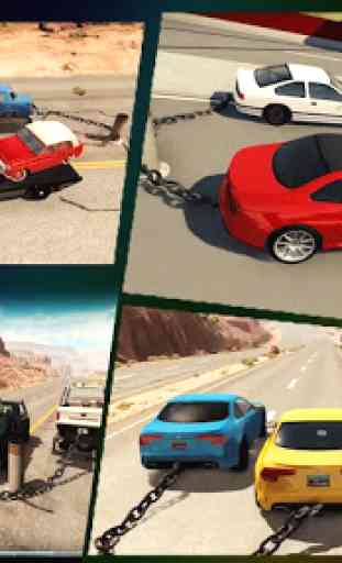 Chained Cars Against Ramp 3D 3