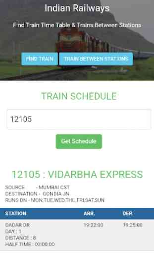 Indian Railways time table, schedule 2