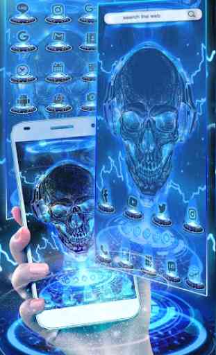 Neon Tech Skull Themes HD Wallpapers 3D icons 2