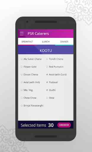 PSR Caterers - Marriage Catering Menu App 1
