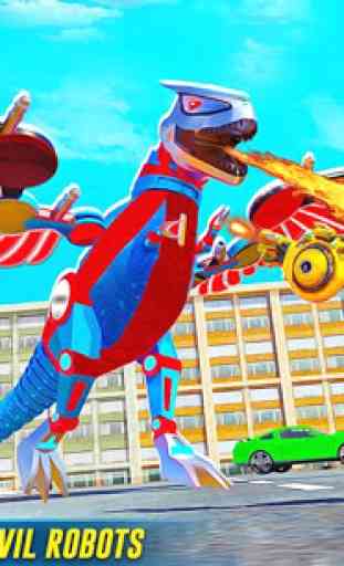 Flying Dino Transform Robot City Attack Robot Game 1