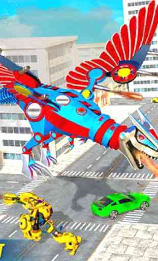 Flying Dino Transform Robot City Attack Robot Game 2