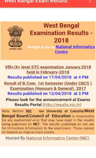 West Bengal Exam Results 1