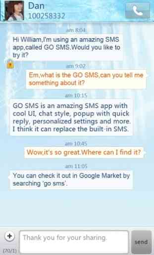 GO SMS Pro Iceblue theme 1