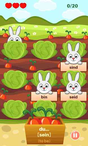 Learn German Verbs Forms: Rabbit Grammar Game 3