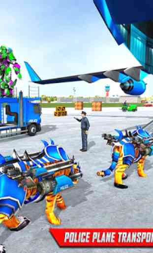 US Police Tiger Robot Game: Police Plane Transport 2