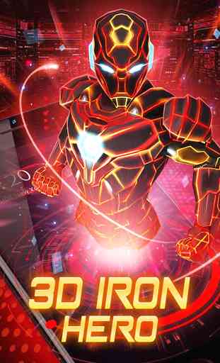3D Red Neon Iron Robot Theme 1