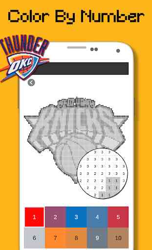 Basketball Logo Team Color By Number - Pixel Art 3