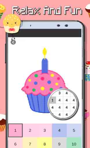 Cupcake Coloring By Number-PixelArt 4