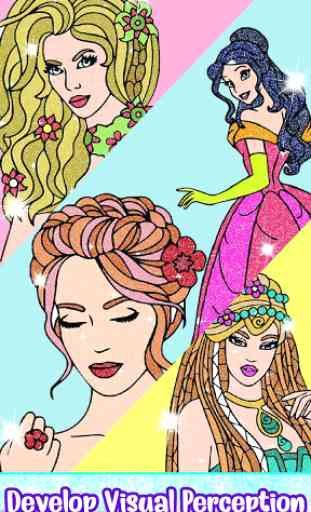 Princess Glitter Color by Number: Sparkly Coloring 2